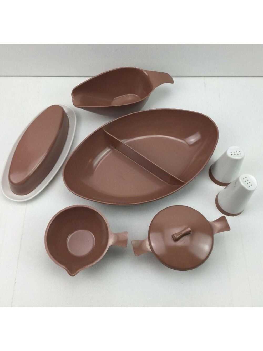 Vintage Marcrest Melmac Melamine Brown Lot of Serving Dish and Food Storage
